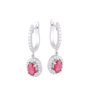 Anting Berlian Gantung Batu Ruby VER685818 Victoria Jewellery