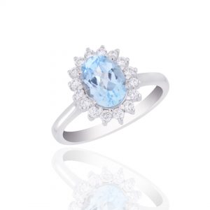 Cincin Berlian Batu Blue Topaz VLR597104 Victoria Jewellery