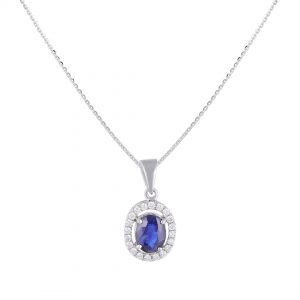 Liontin Berlian Batu Blue Sapphire VPD618939 Victoria Jewellery