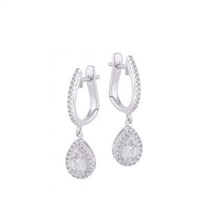 Anting Berlian Baugette Pearshap VER664028 Victoria Jewellery