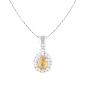 Liontin Berlian Batu Yellow Sapphire VPD820936 Victoria Jewellery